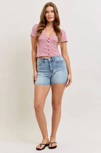 Judy Blue Basic Girlie High Rise Slim Shorts In Medium Wash In Multi
