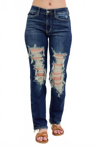 Judy Blue Benjamin Straight Jeans In Dark Wash
