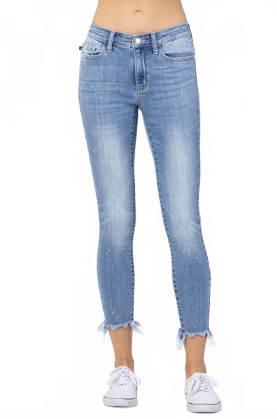 Judy Blue Bleach Splash Skinny Capris Pant In Shark Bite In Blue