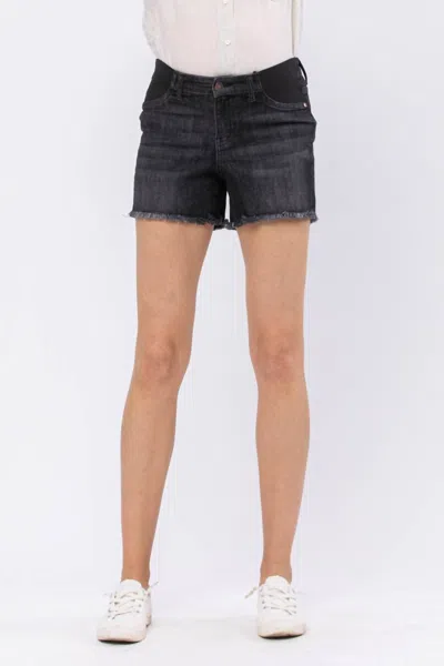 Judy Blue Bloom High Waist Maternity Denim Shorts In Black
