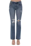 Judy Blue Destructed Wide Leg Jeans In Denim In Blue