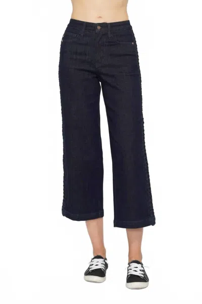 Judy Blue Braided Bliss Crop Wide-leg Jeans In Blue