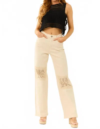 Judy Blue Burlington Crochet Patch Jean In Cream In Pattern