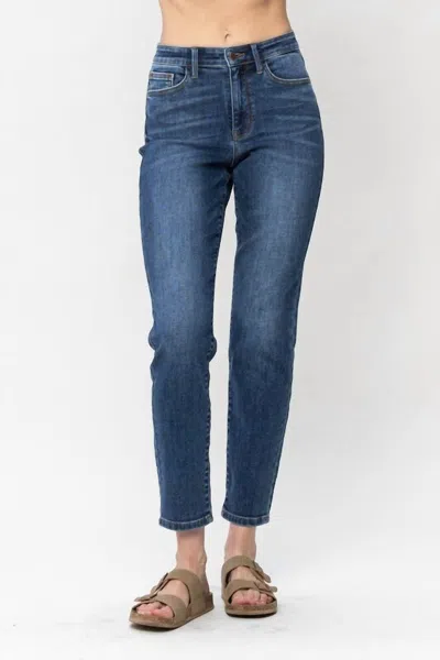 Judy Blue Buttery Soft Shield Back Pocket Stretch Slim Fit Jeans In Dark Wash In Blue