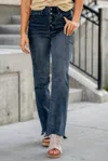 Judy Blue Button Fly Straight Leg Jeans In Medium Wash In Multi
