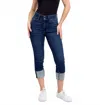 Judy Blue High Rise Double Waist Band Capri Jeans In Dark Wash In Blue
