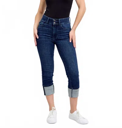 Judy Blue High Rise Double Waist Band Capri Jeans In Dark Wash In Blue