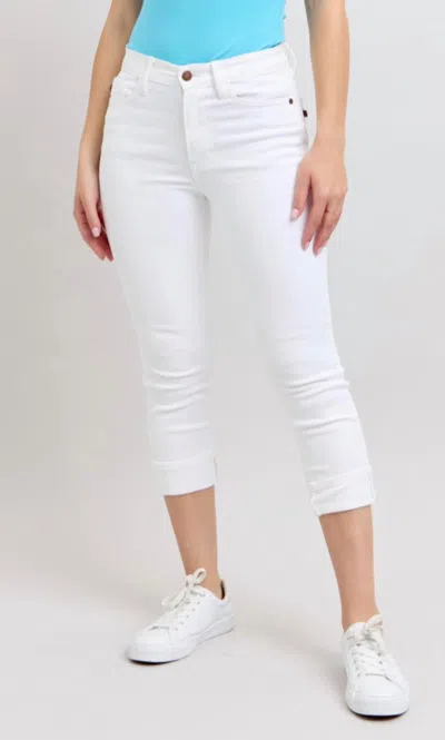Judy Blue Capri With Cuff Jeans In White