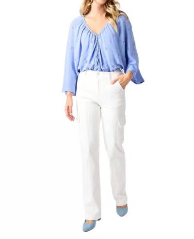 Judy Blue Cargo Straight Leg Jeans In White
