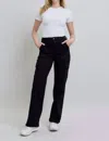 JUDY BLUE CARGO WIDE LEG JEANS IN BLACK