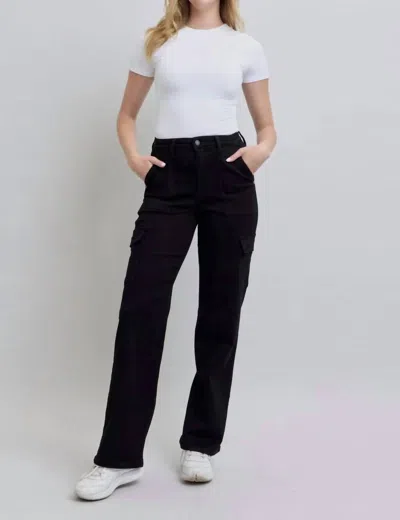 Judy Blue Cargo Wide Leg Jeans In Black