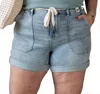 Judy Blue Catch Me In The Summer Jogger Short In Light Denim In Blue