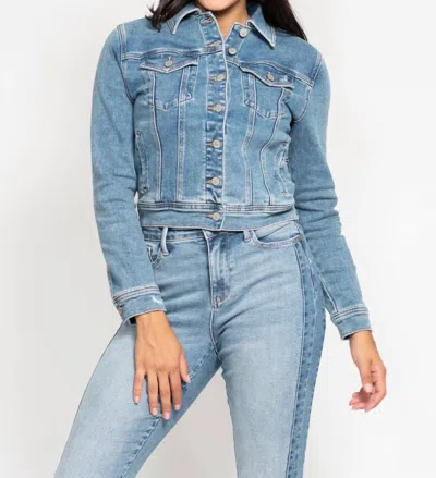 Judy Blue Classic Denim Jacket In Vintage Wash In Blue