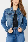 Judy Blue Classic Destroyed Denim Jacket In Blue In Blue