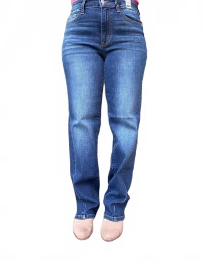 Judy Blue Colette Mid-rise Straight Leg Denim Jeans In Dark Wash In Blue