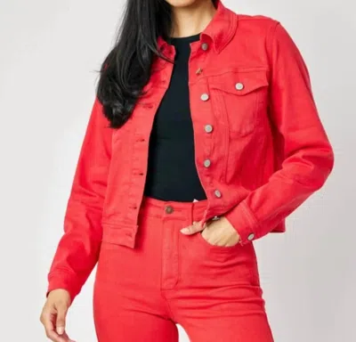 Judy Blue Colored Denim Jackets In Cardinal Red