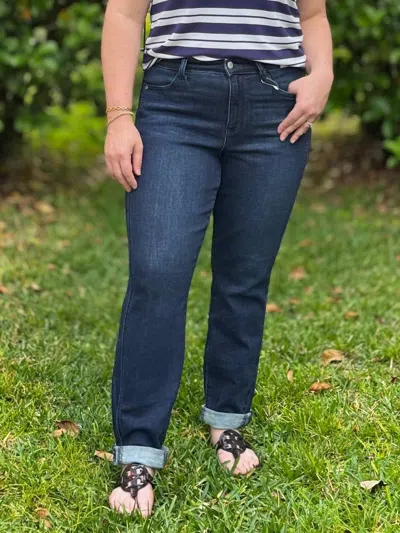 Judy Blue Completely Committed Boyfriend Jeans In Denim In Blue