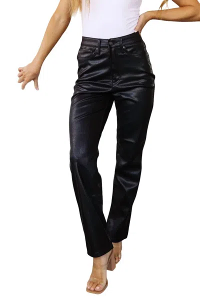 Judy Blue Control Top Faux Leather Pants In Black