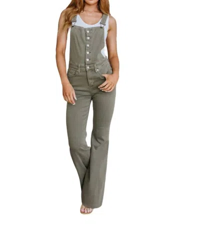 Judy Blue Control Top Release Hem Overalls In Olive In Grey