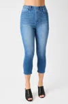 Judy Blue Cool Me Down Pull On Capri Pants In Medium Blue In Blue