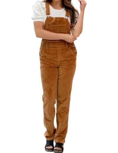 Judy Blue Corduroy Straight Leg Overall In Camel In Brown