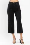 Judy Blue Criss-cross Button Straight Leg Jean In Black In Black