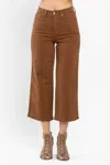 Judy Blue Tummy Control Crop Wide Leg Jean In Camel In Brown