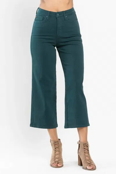 Judy Blue Cropped Wide Leg Jean In Teal In Blue