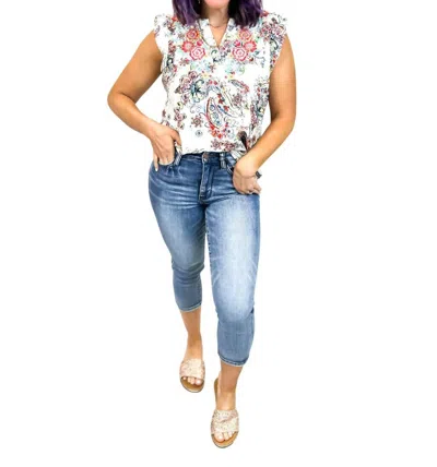 Judy Blue Cruel Summer Capri Jeans In Medium Wash In Multi