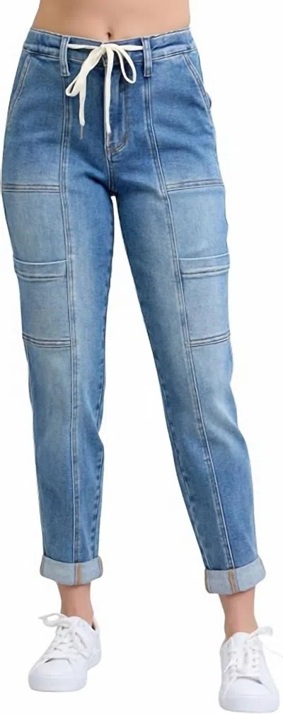 Judy Blue On A Roll Jogger Pants In Medium Wash In Blue