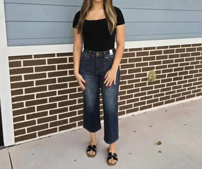 Judy Blue Cut Me Loose Tummy Control Cropped Wide Leg Jeans In Blue