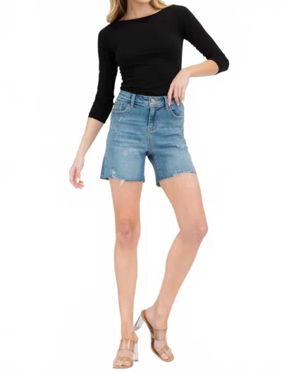 Judy Blue Cut Off Mid Thigh Jean Shorts In Blue