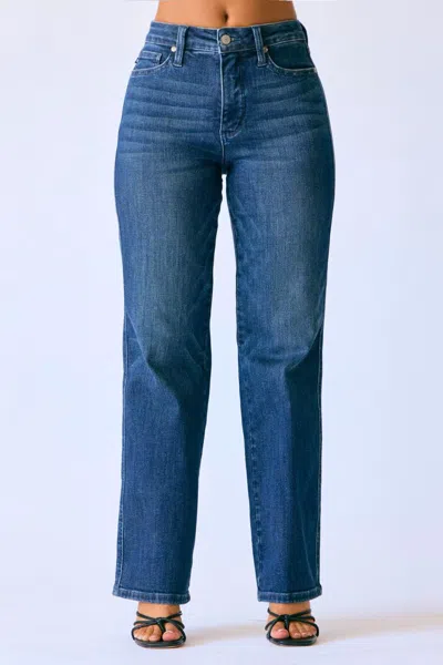 Judy Blue Delaney Petite Straight Tummy Control Classic Jean In Blue