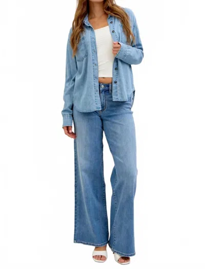 Judy Blue Denim Shirt With Western Styling In Blue