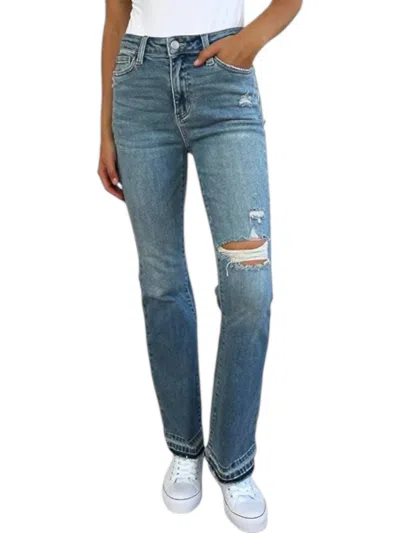 Judy Blue Destroy & Released Hem Bootcut Jeans In Medium Wash In Multi