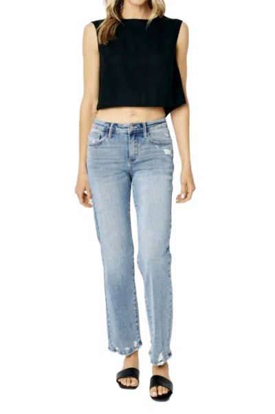 Judy Blue Destroy Straight Leg Jean In Medium Wash In Blue