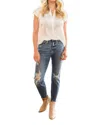 Judy Blue Destroyed Hi Waist Relaxed Fit Jeans In Medium Wash In Multi