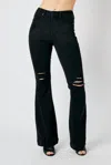 Judy Blue High Waist Tummy Control Destroy Flare Jean In Black In Blue