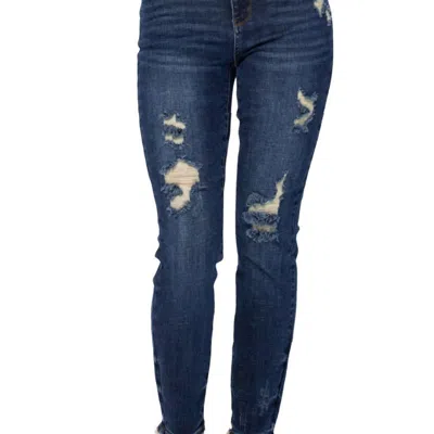 Judy Blue Destroyed Relaxed Fit Jean In Dark Wash In Blue