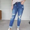 Judy Blue High Rise Destroyed Boyfriend Jeans In Medium Wash In Blue