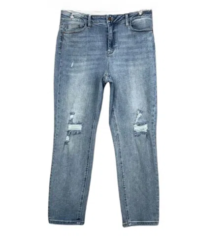 Judy Blue Distressed Skinny Fit Jeans In Dark Denim In Blue