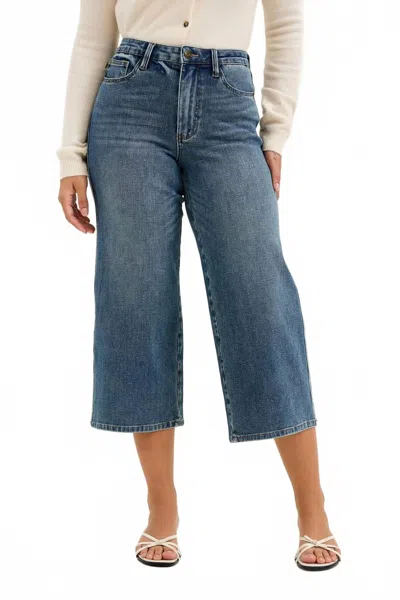 Judy Blue Dottie Wide Crop Jeans In Quarry Fade In Blue