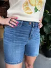 Judy Blue Double Button Shorts In Mid Wash In Blue