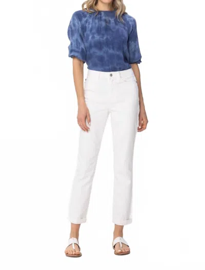 Judy Blue Double Cuff Boyfriend Jeans In White