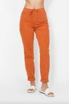 Judy Blue Double Cuff Joggers Pants In Orange