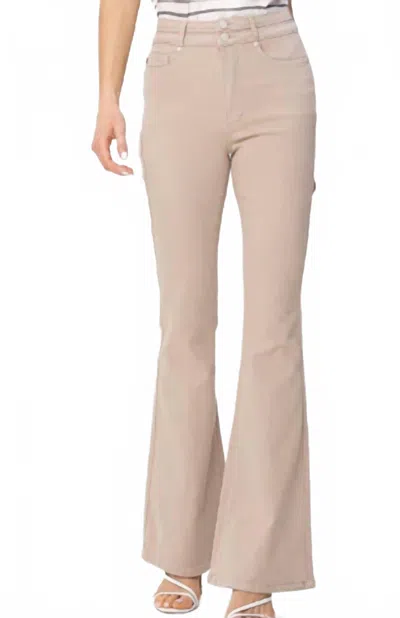 Judy Blue Double Waistband Tummy Control Top Flare Jeans In Khaki In Neutral