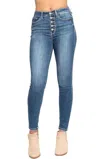 Judy Blue High Rise Button Fly Skinny Jeans In Denim In Blue
