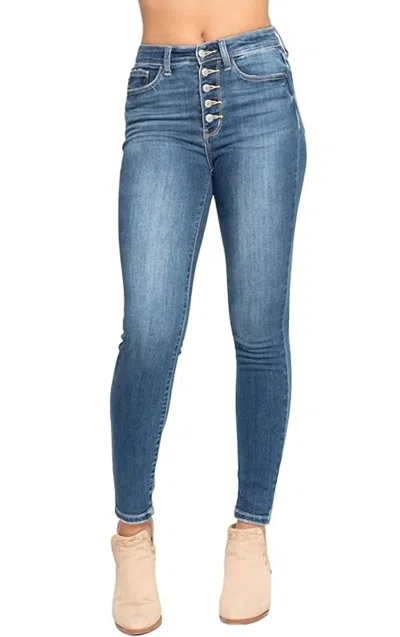 JUDY BLUE DOVER BUTTON FLY JEANS IN BLUE