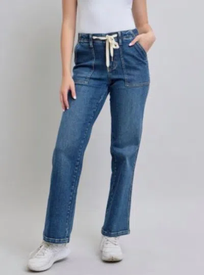 Judy Blue Drawstring Wide Jeans In Blue
