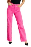 Judy Blue The Karlie High-rise Garment Dyed 90's Straight Jean In Hot Pink In Pink
